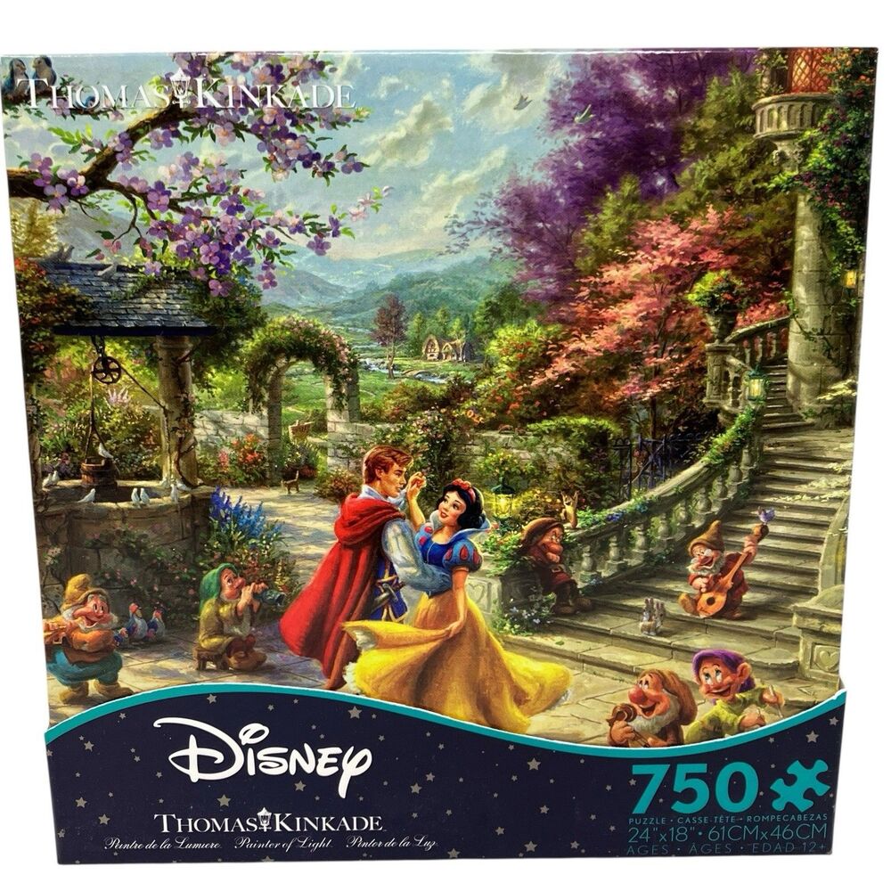 Thomas Kinkade Disney Snow White‎ Puzzle 750 Pc Ceaco Dancing Cottage Garden